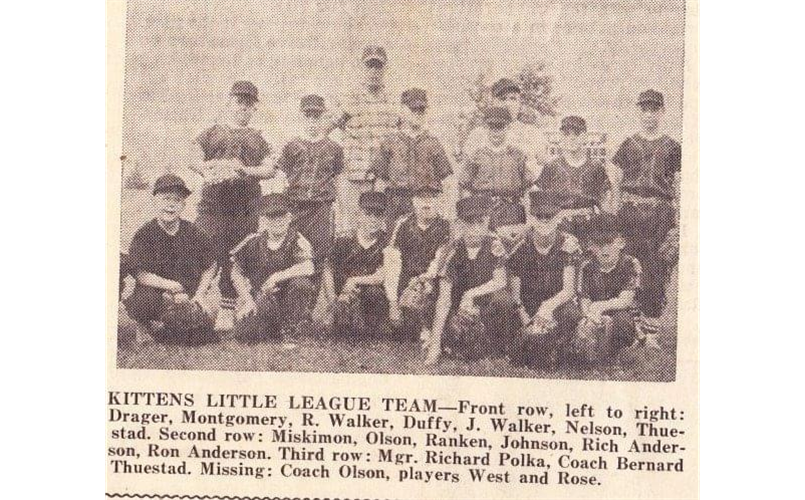 Kirkland's First Baseball Team in 1961- The Kittens!